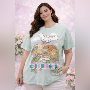 Sanrio Cinnamoroll Graphic Tee XL Mint Green Strawberry Kawaii Shirt